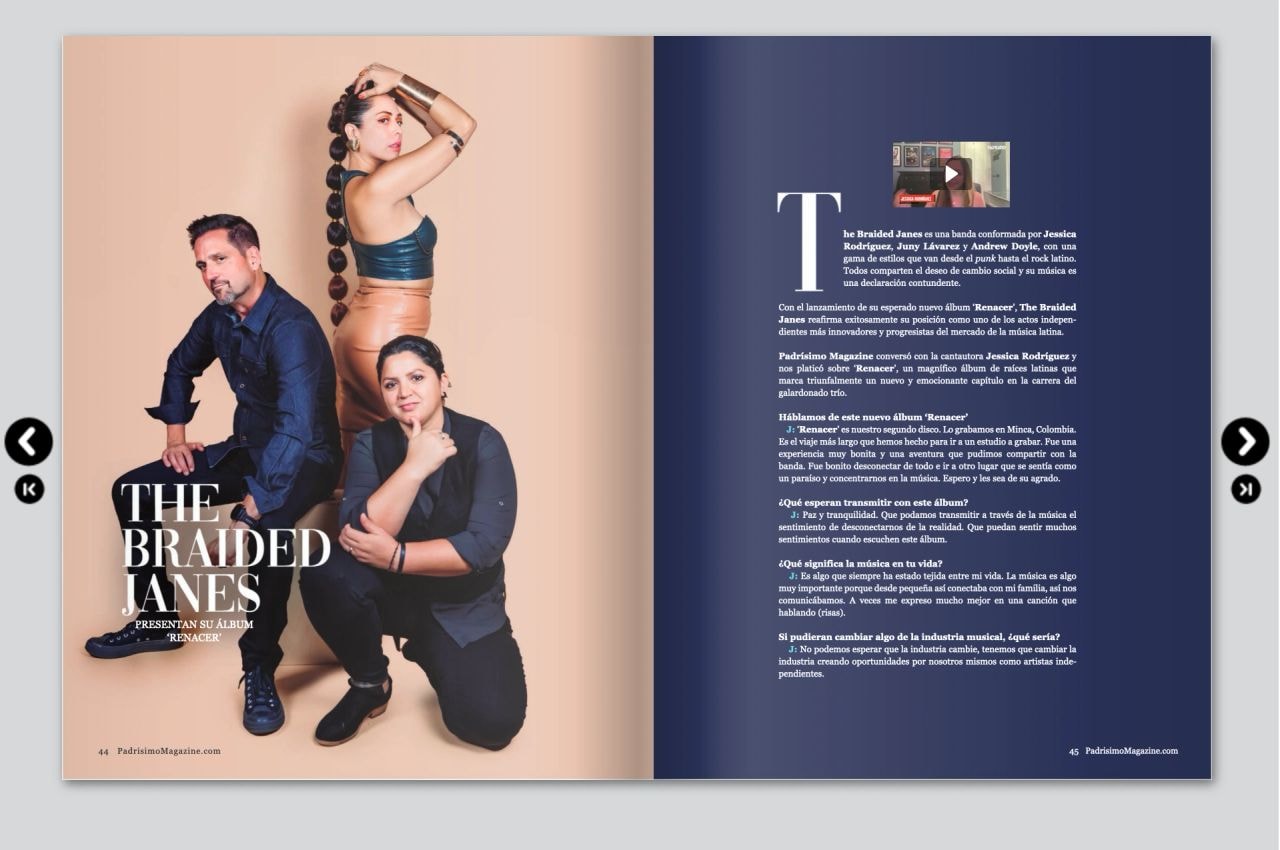 The Braided Janes — Padrisimo Magazine feature spread, Renacer album